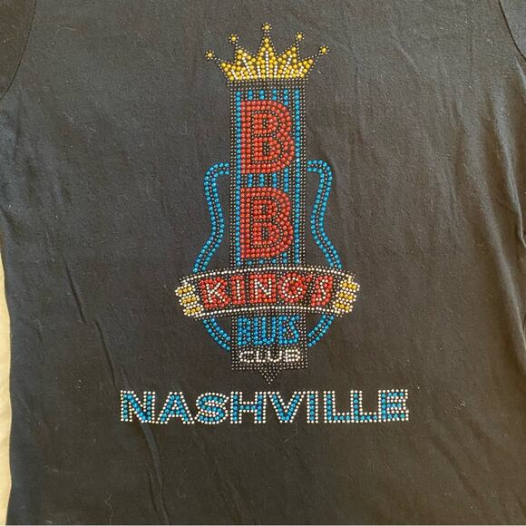 Next Level BB King’s Blues Club Nashville Rhinestone Bedazzled T-shirt Medium - Picture 2 of 7